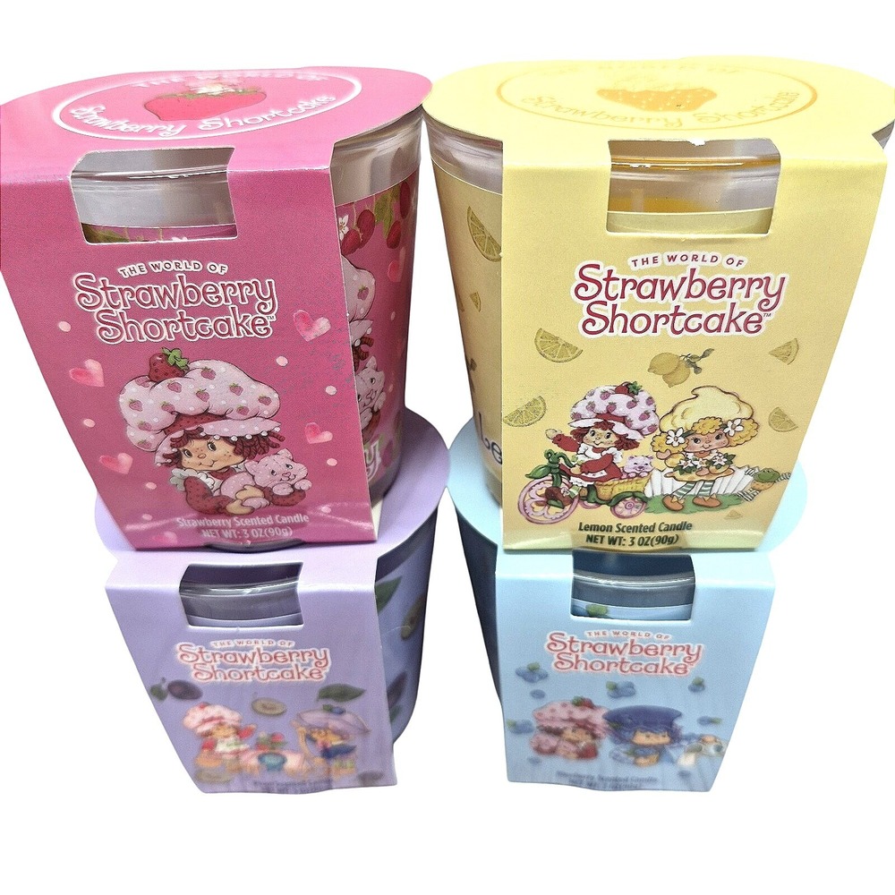 Strawberry Shortcake Scented Candle Set 4 Pack Strawberry Lemon Blueberry Plum